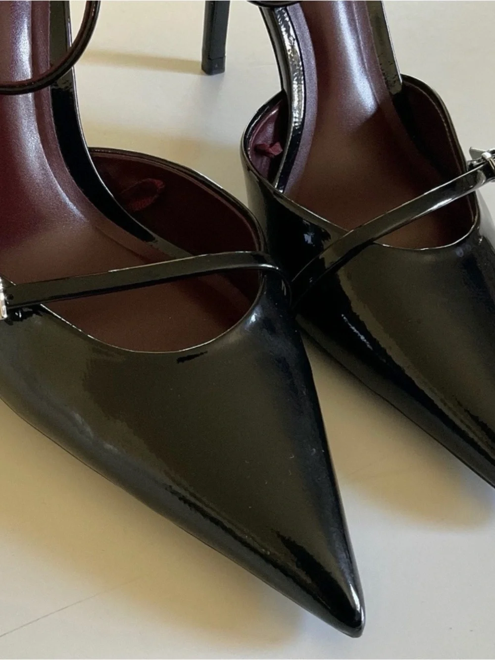 Zara Black Patent Pointed-Toe Ankle-Strap Stiletto - Picture 3 of 11